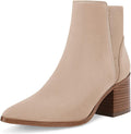 Pointed Toe Womens Ankle Boots - Chunky Block Mid Heel Chelsea