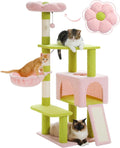 Flower Cat Tree 47.2in Multi-Level Cat Tower - Cute Pink Perch
