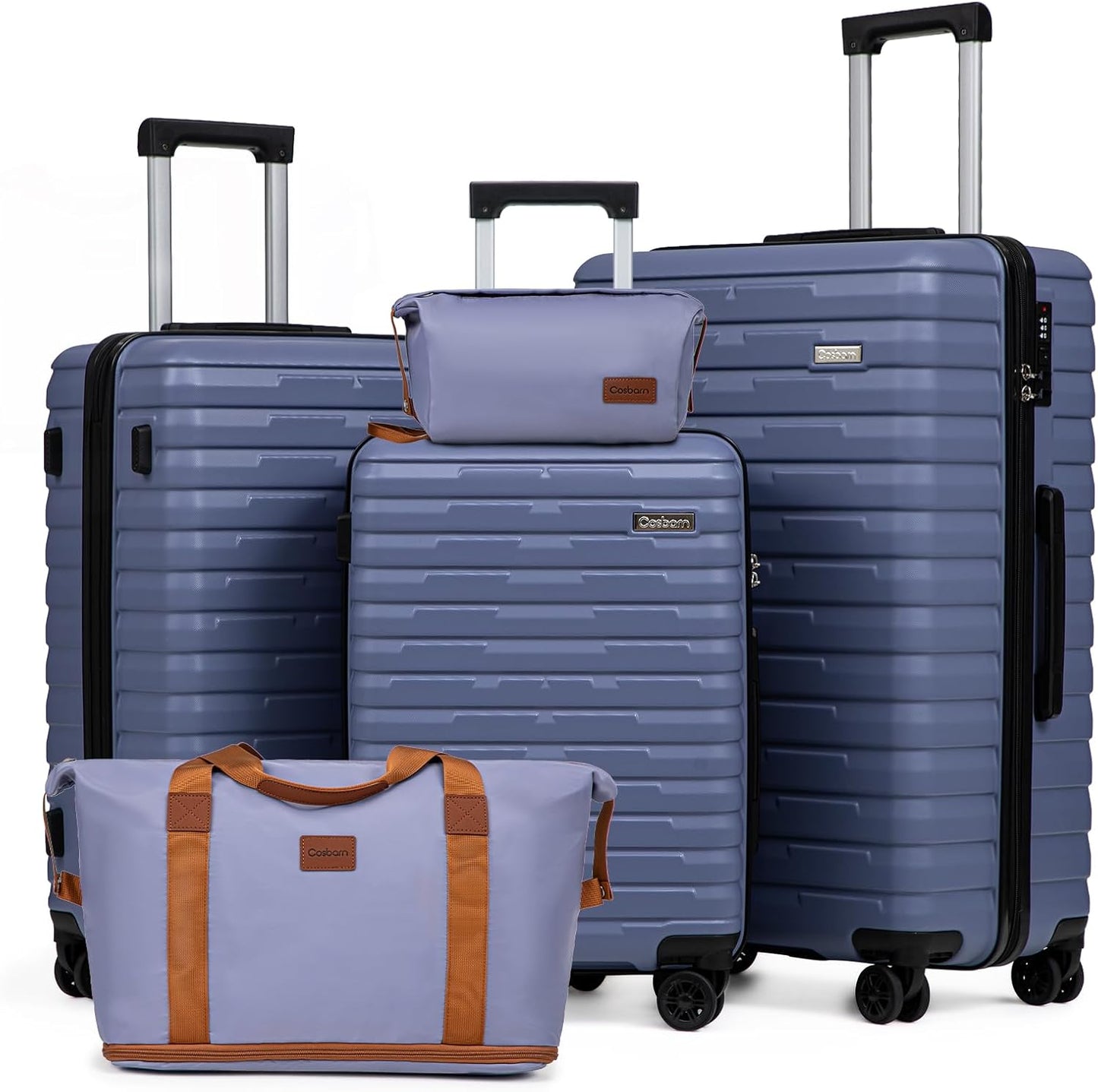 Durable 5 Piece Luggage Set with Spinner Wheels for Travel