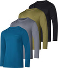 Mens Dry-Fit Long Sleeve 4-Pack Pocket Crew - UPF 50 Protection