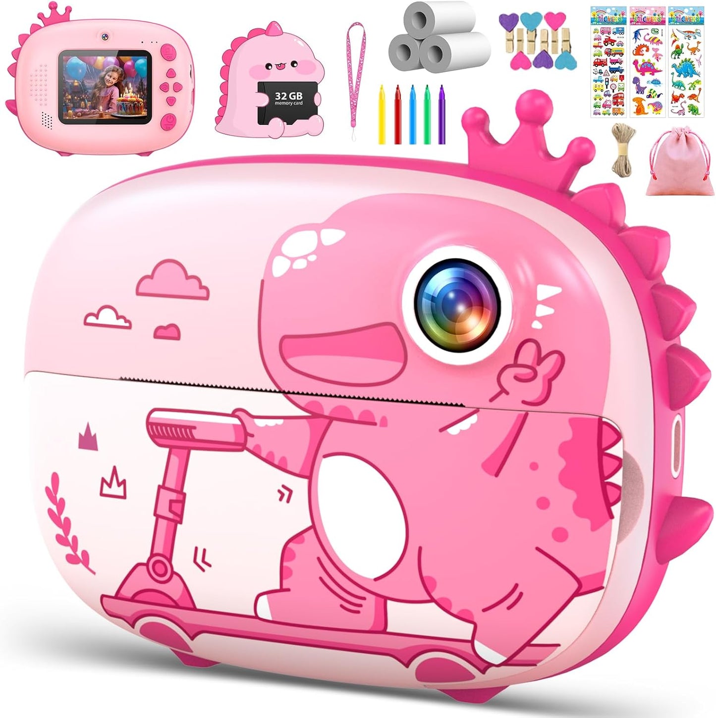 Ink-Free Instant Print Dino Cam for Kids!