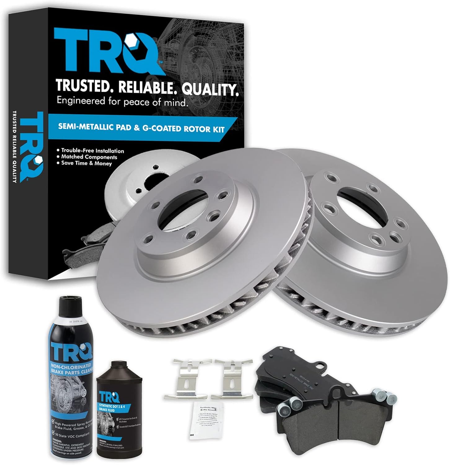 TRQ Front Brake Pad & Rotor Kit for Audi Q7, Cayenne, Touareg