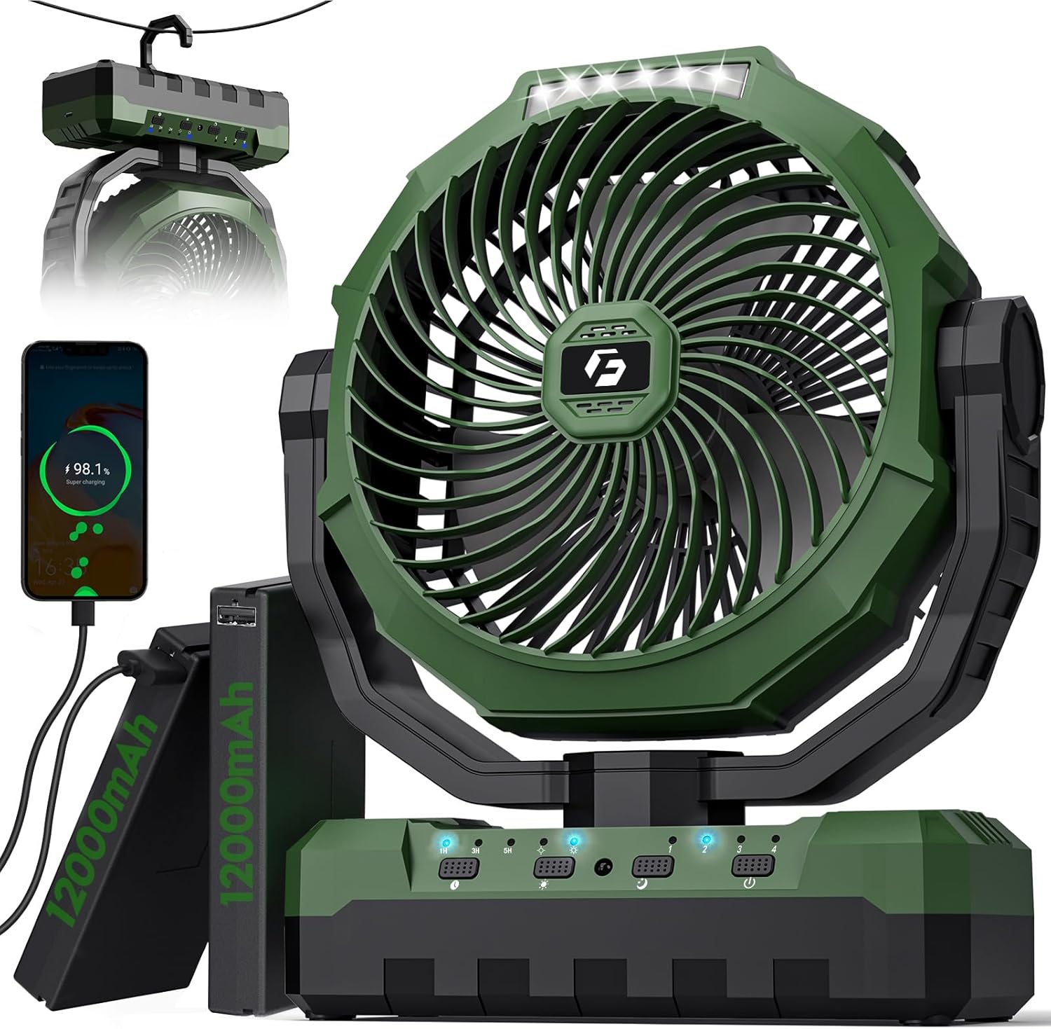 FRIZCOL Rechargeable Camping Fan - Powerful Portable Coolness