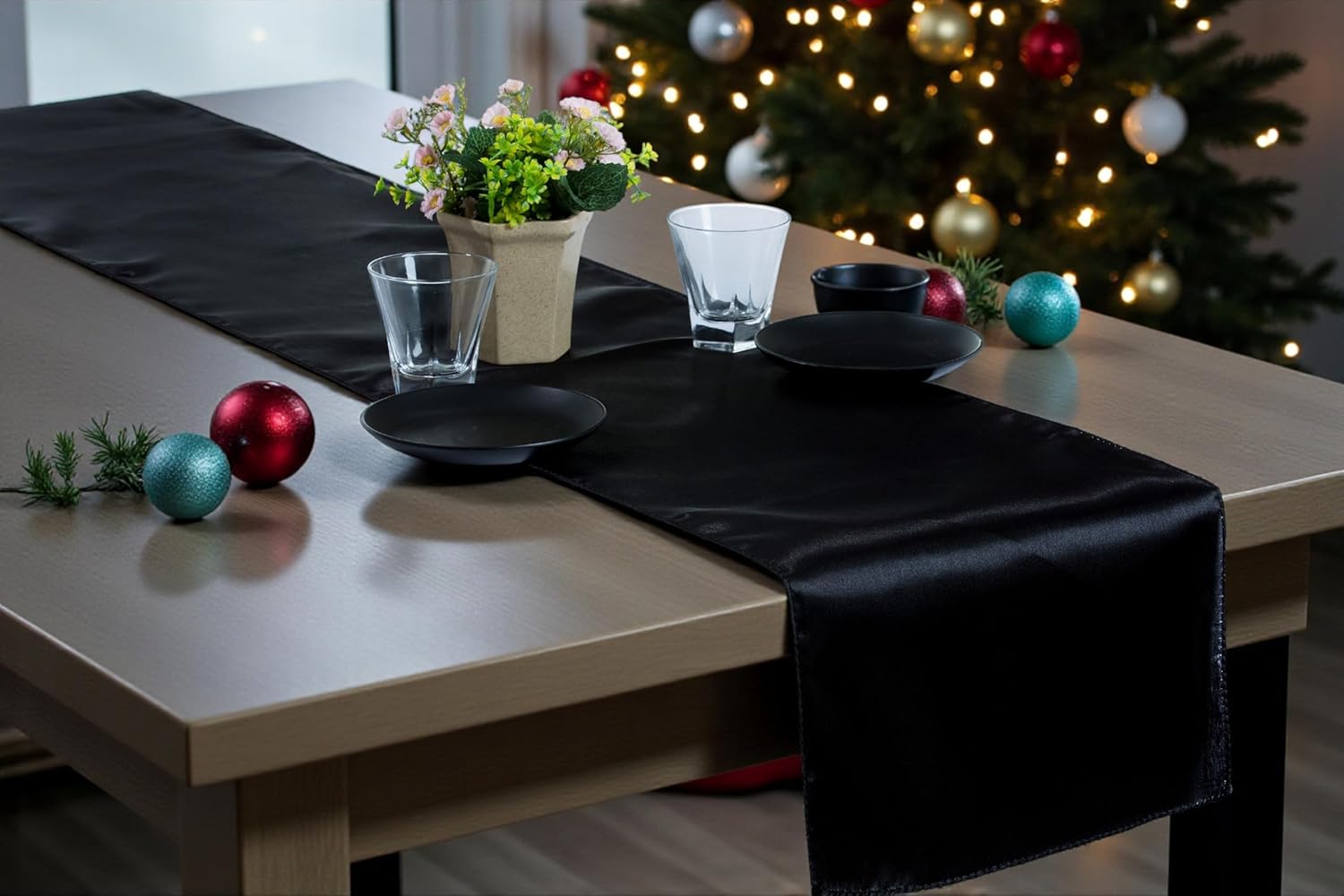 MDS Christmas Satin Table Runners - Luxurious 12 Pack Decor