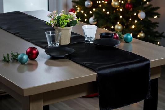 MDS Christmas Satin Table Runners - Luxurious 12 Pack Decor