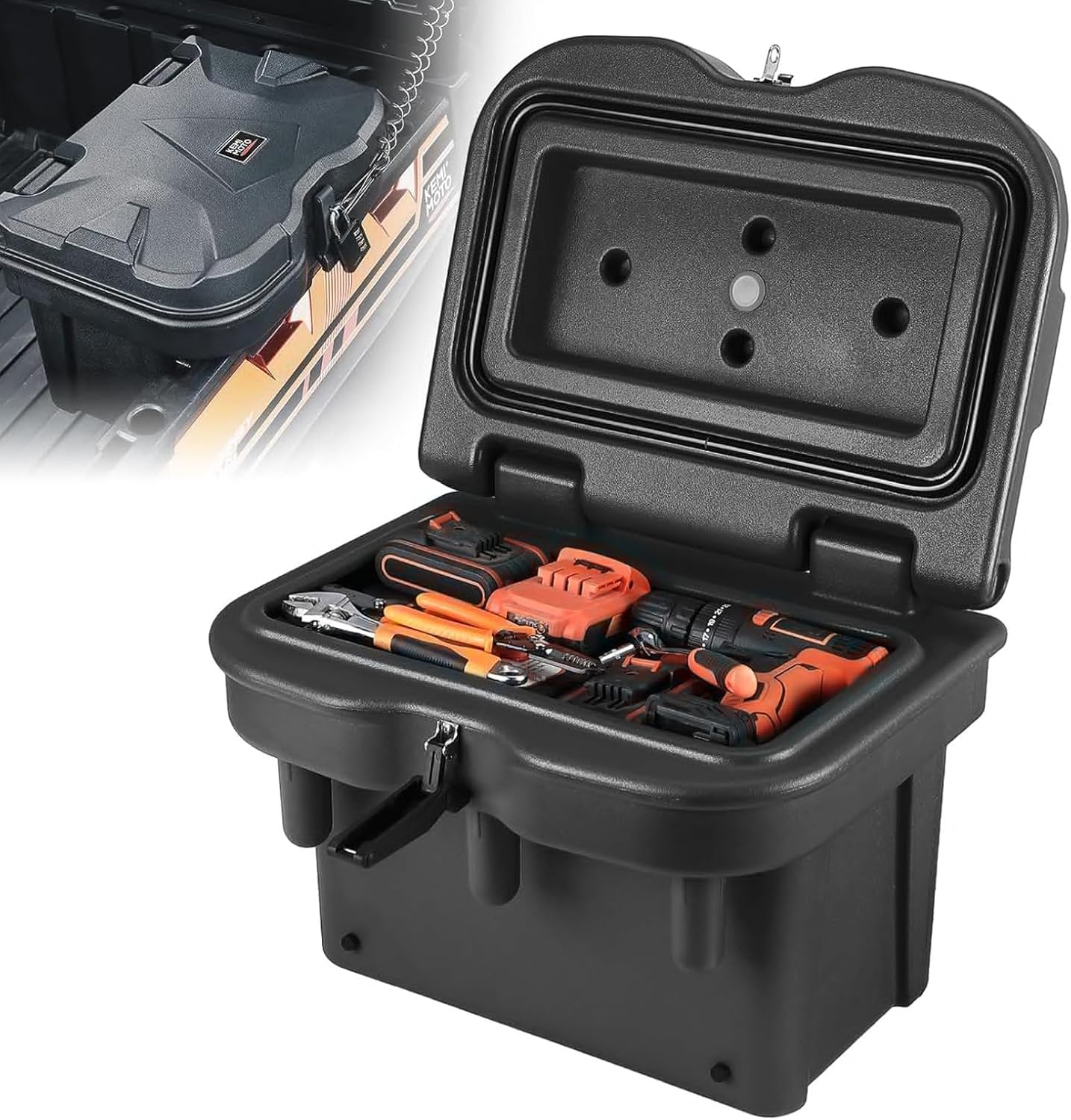 KEMIMOTO UTV Bed Storage Box 5.5GAL for Polaris Ranger 1000