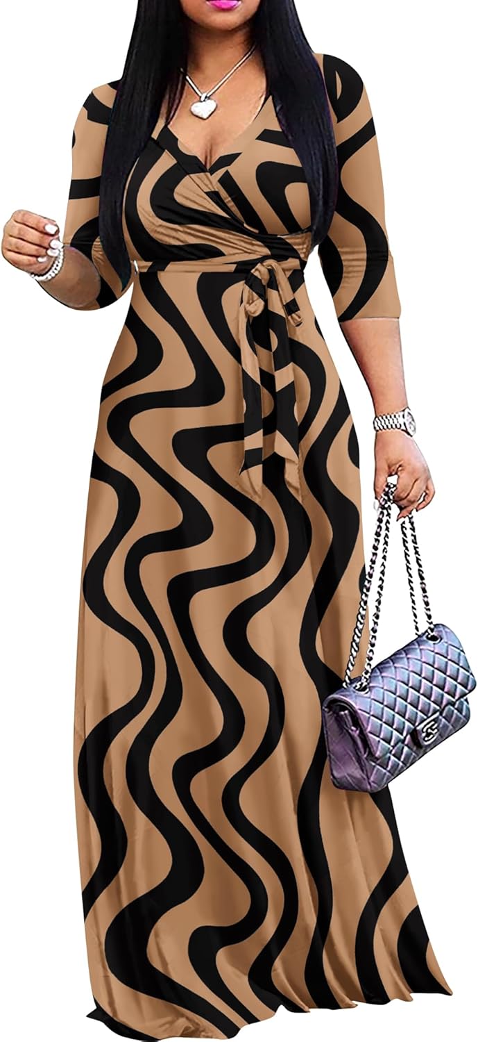 Plus Size Maxi Dress for Women Casual Summer Sundress V-Neck