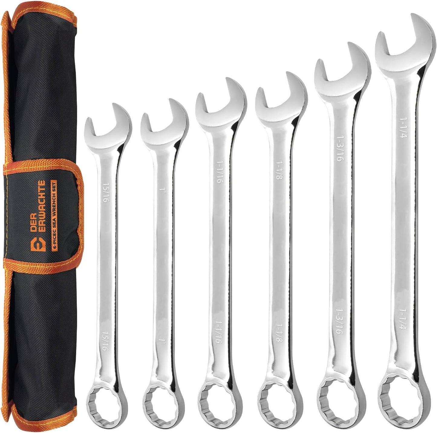 Large Wrench Set with Rolling Pouch for Mechanics and DIY