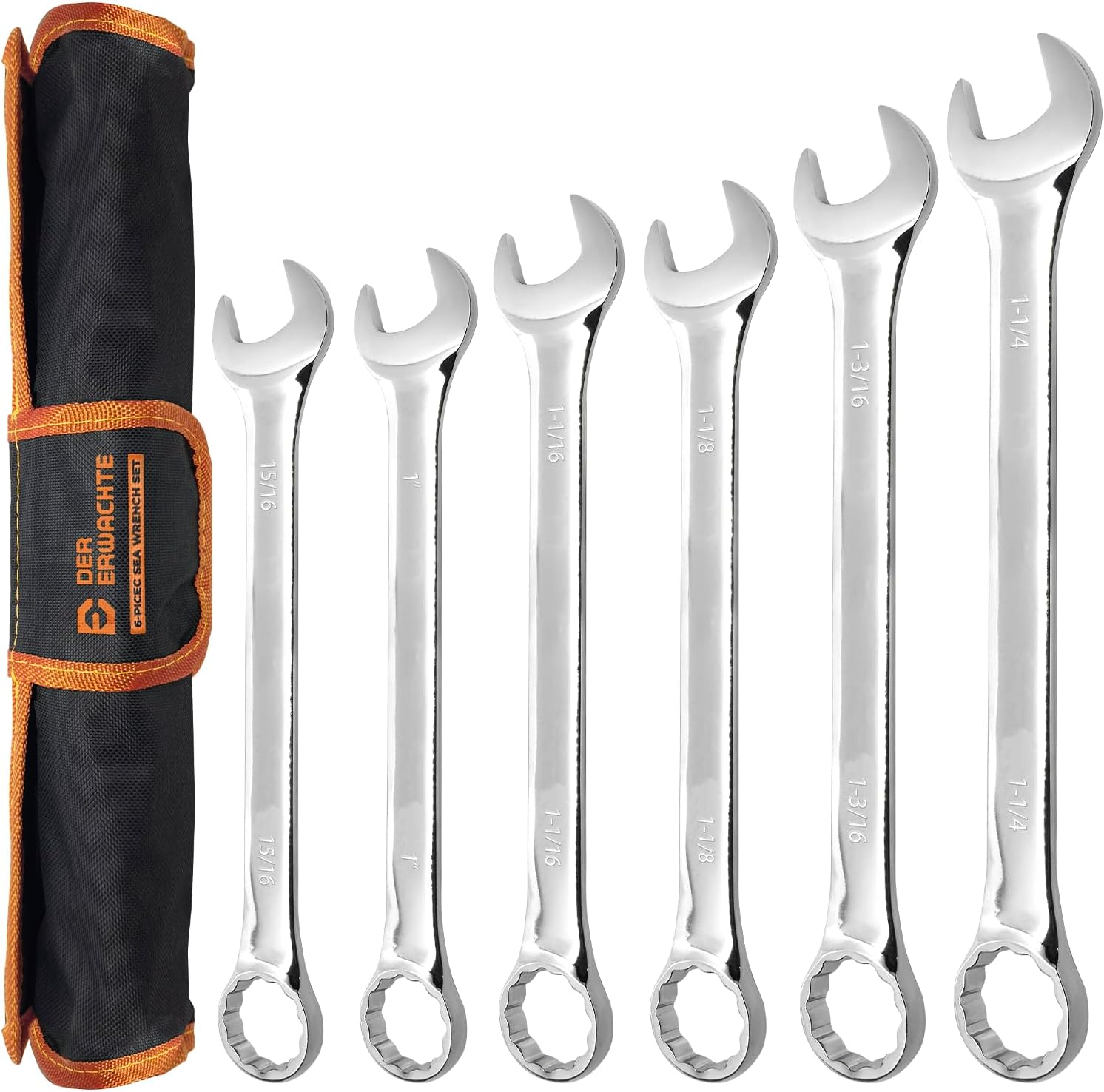Large Wrench Set with Rolling Pouch for Mechanics and DIY