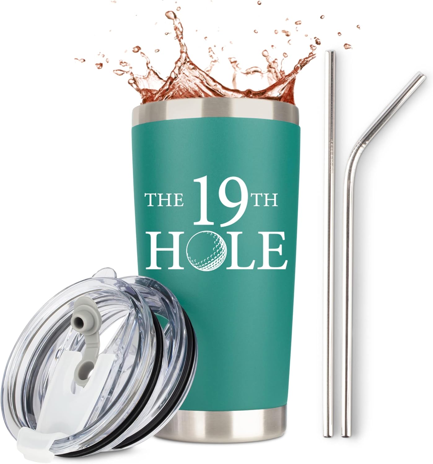 Stainless Steel Golf Tumbler | 2 Lids Straws | Gift Box