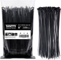 Zip Ties 8 in Black 100 Pack - Strong 50 lb Cable Ties