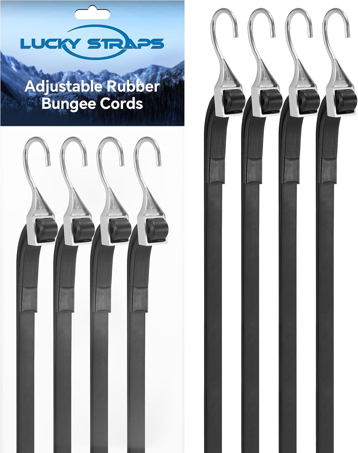 60 Inch Adjustable Rubber Bungee Cords for Cargo and More
