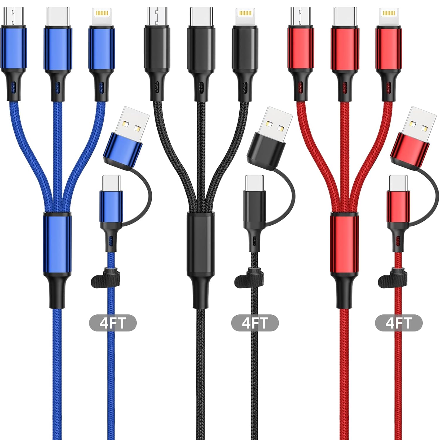 HanCenDa 3-in-1 Nylon Braided Charging Cable