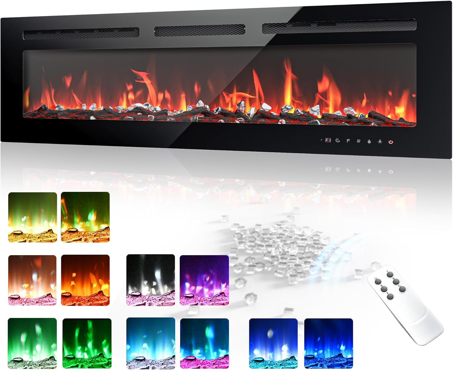 EUHOMY 50 Electric Fireplace: Adjustable Flame & Remote