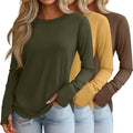 Huukeay Women's Long Sleeve Thumb Hole Tunic Tops - 3 Pack Comfortable