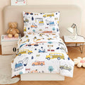 Toddler Bedding Set Construction Cars 4-Piece - Soft Microfiber