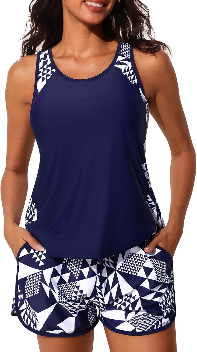 Summer Mae Blouson Tankini Swimsuits for Women with Tummy Control