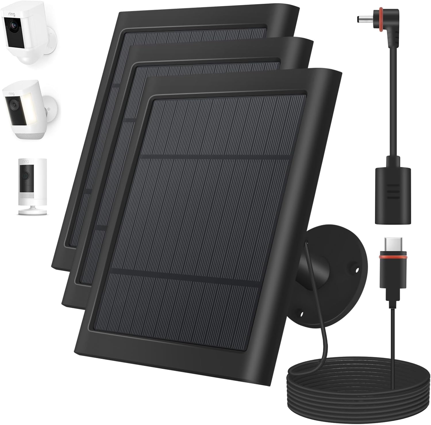 Solar Panel for Ring Camera - 3 Pack 4W Charger with Mounts