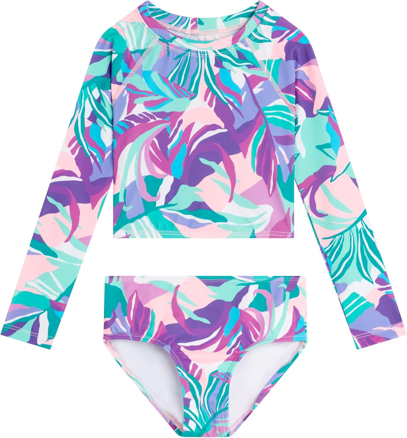 Kanu Surf Girls Long Sleeve Rashguard UPF 50 Two Piece Set