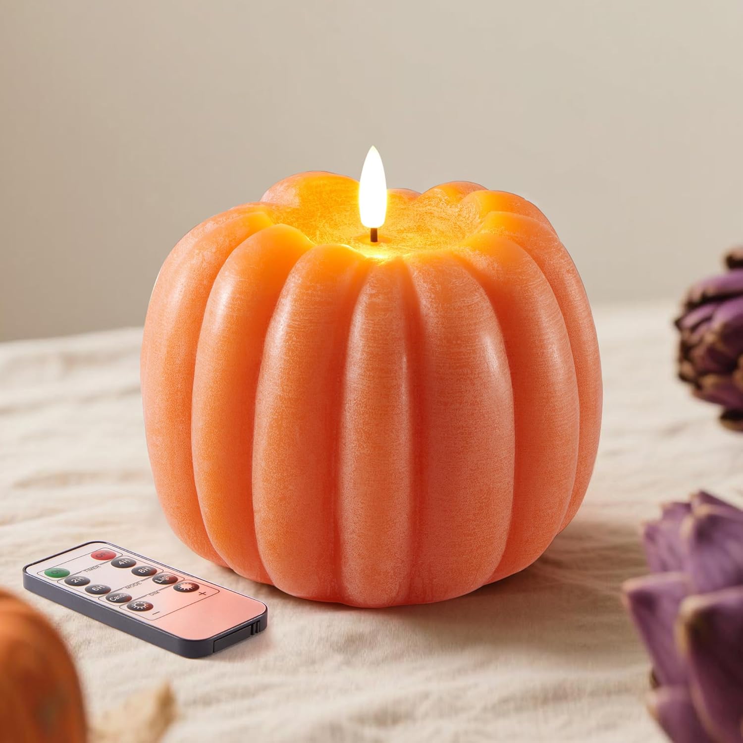 Flameless Wax Pumpkin LED Candle for Autumn Home Decor