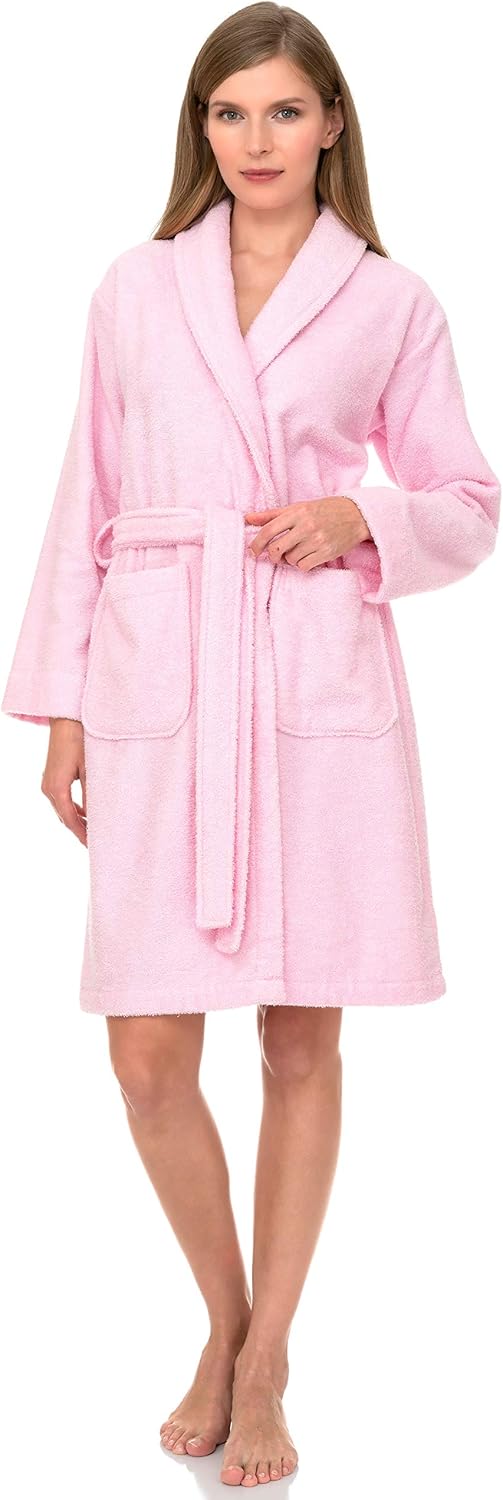 Luxurious Cotton Short Terry Shawl Bathrobe for Women