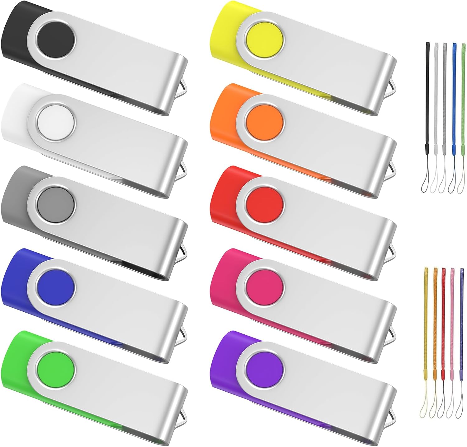 64GB Flash Drive Pack with Lanyards for Easy Data Storage