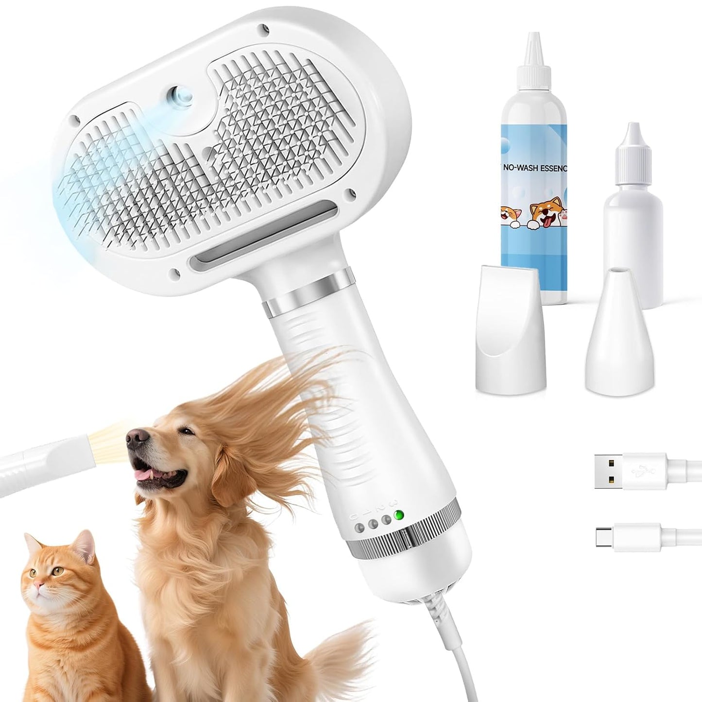 Cat Steam Brush with 600W High-Power Pet Dryer for Grooming