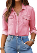 Denim Shirt Women Chambray Jean Western Shirt - Soft Lightweight Style