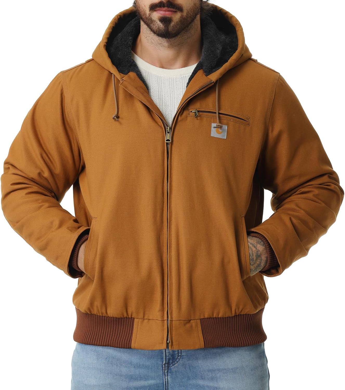 Men's Work Coat Waterproof Fleece Lined for Winter Comfort