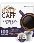 World's Best Half Caff Espresso Roast Coffee Pods - Dark Roast 100 ct