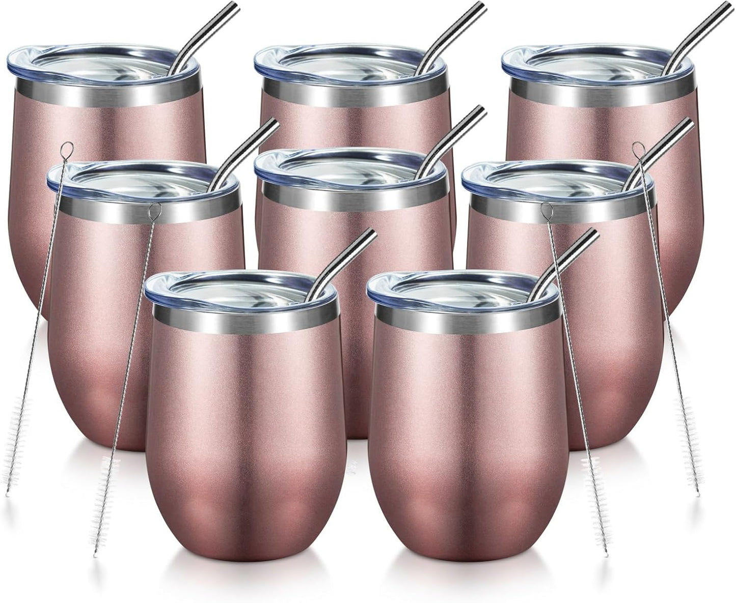 COMOOO Rose Gold Stainless Steel Wine Tumbler for All Drinks