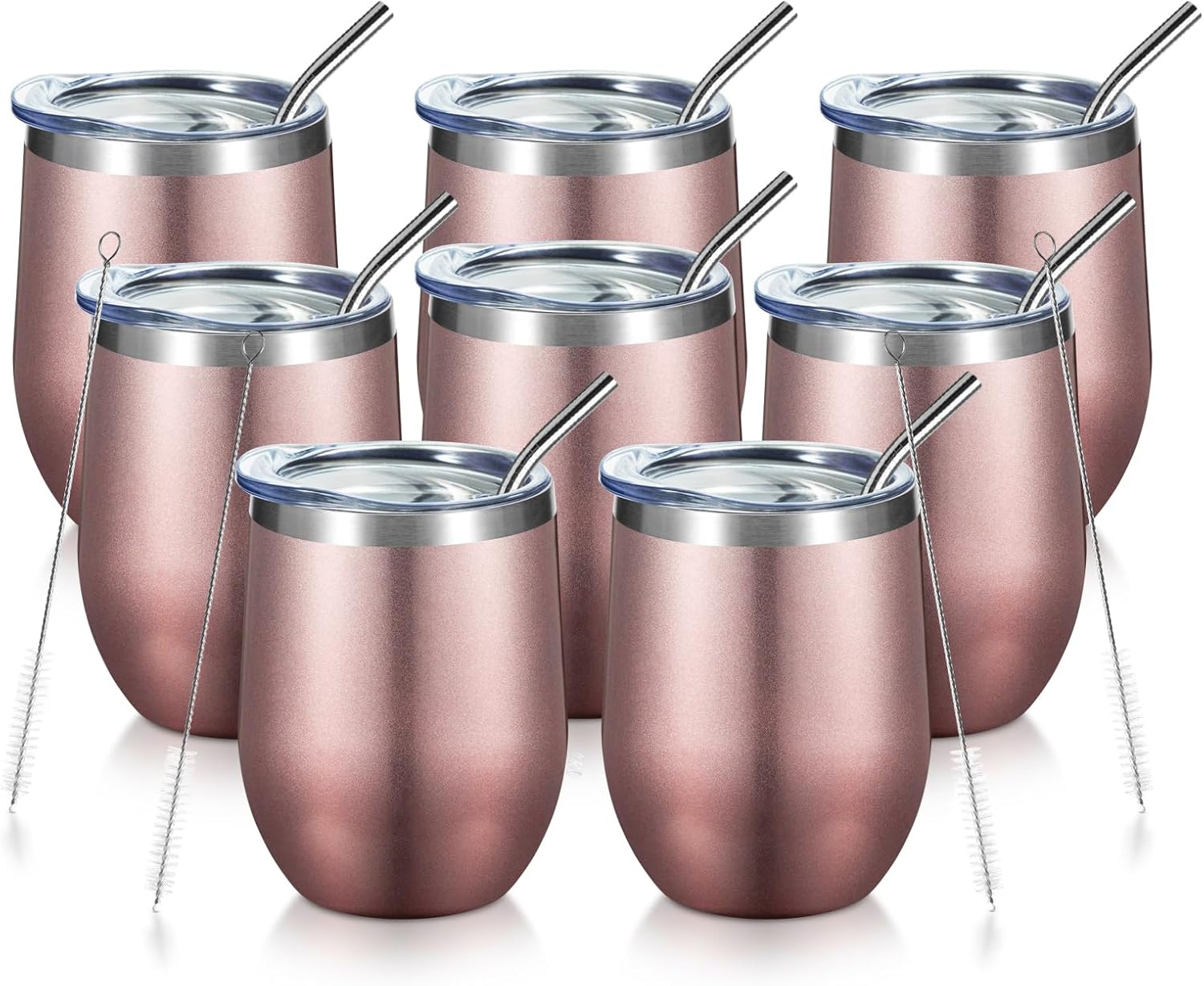 COMOOO Rose Gold Stainless Steel Wine Tumbler for All Drinks