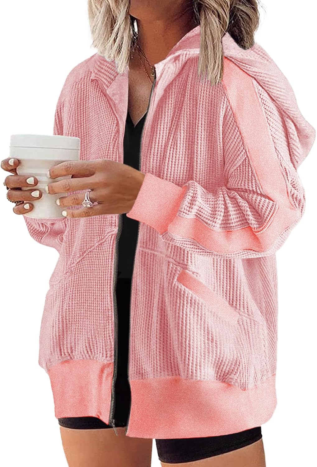 Eytino Womens Plus Size Long Sleeve Zip Up Casual Hoodies