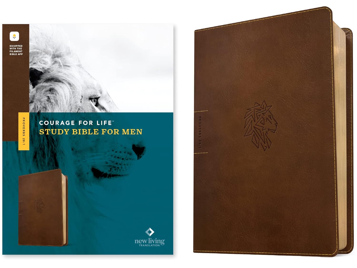 NLT Courage For Life Study Bible for Men - Rustic Brown Lion