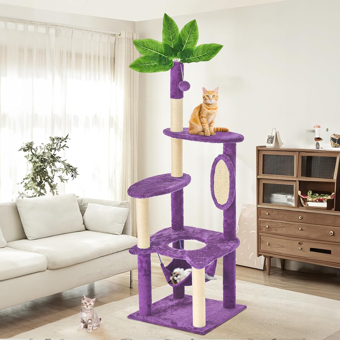 61 in Large Cat Tree Tower with DIY Features for Indoor Cats