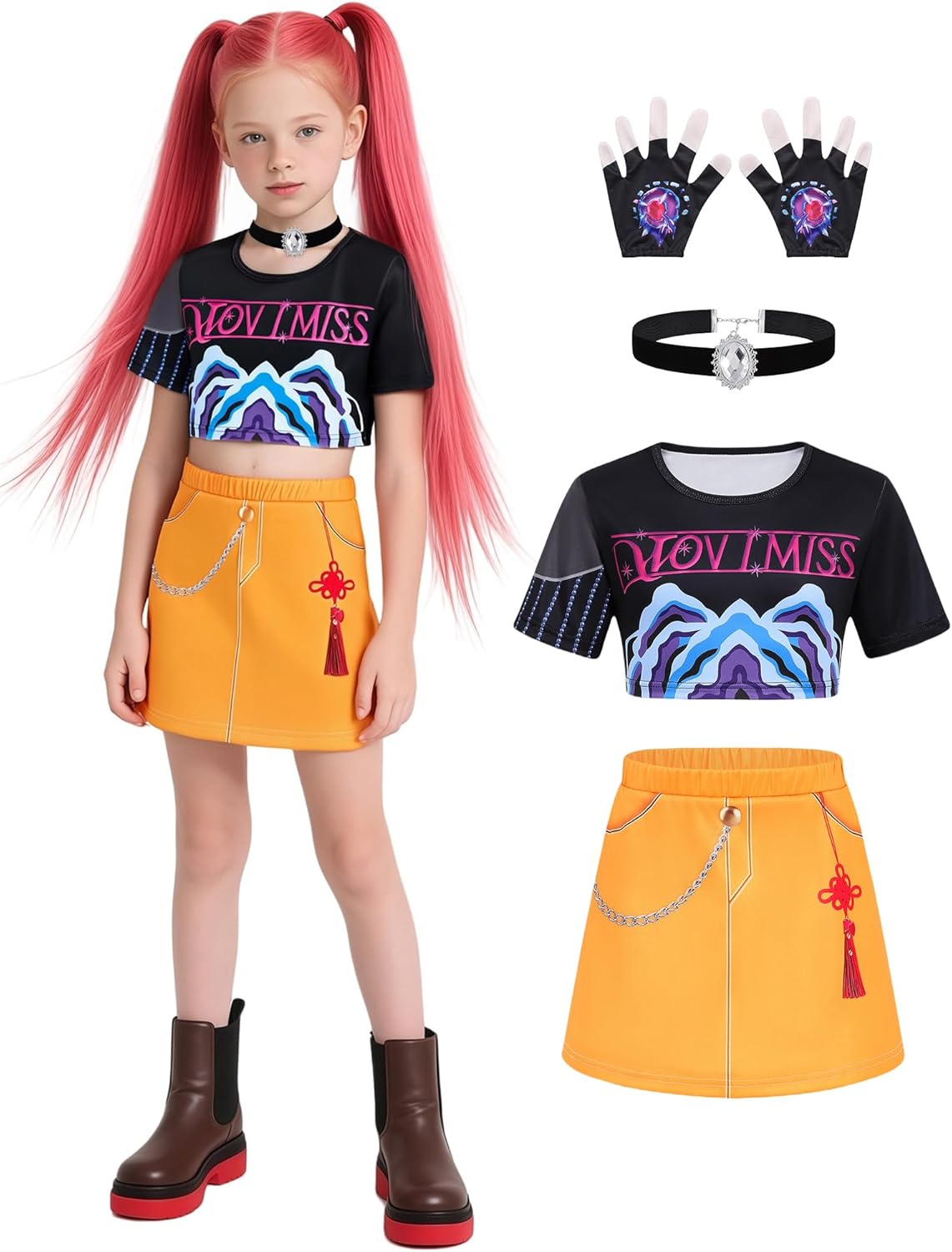 Girls Demon Singer Costume for Kids 3-14Y Perfect for Halloween