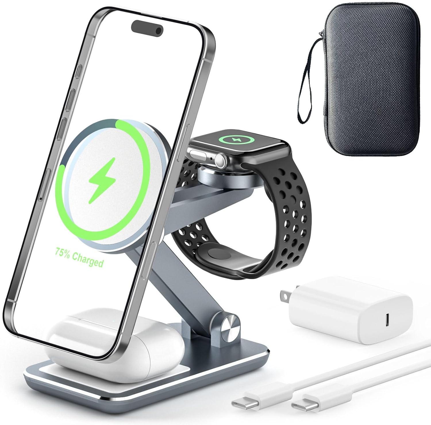 3 in 1 Wireless Charger for iPhone, Watch, and AirPods