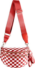 Spacious Checkered Nylon Crossbody Bag for Women - Roomy Checkered