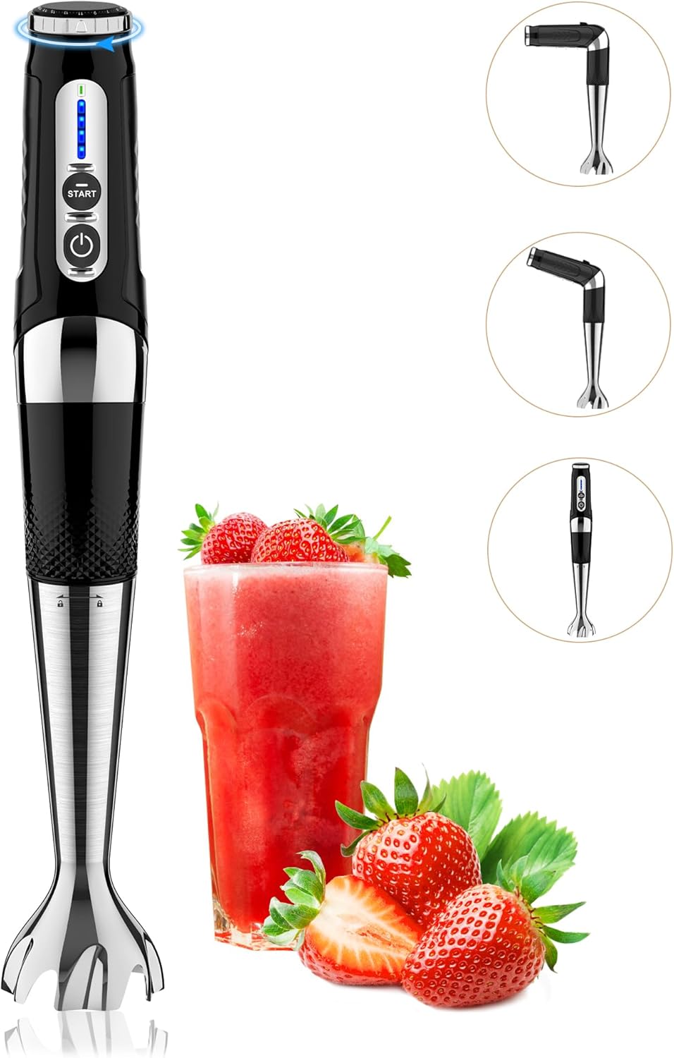 Powerful Cordless Hand Blender - 21-Speed Rechargeable