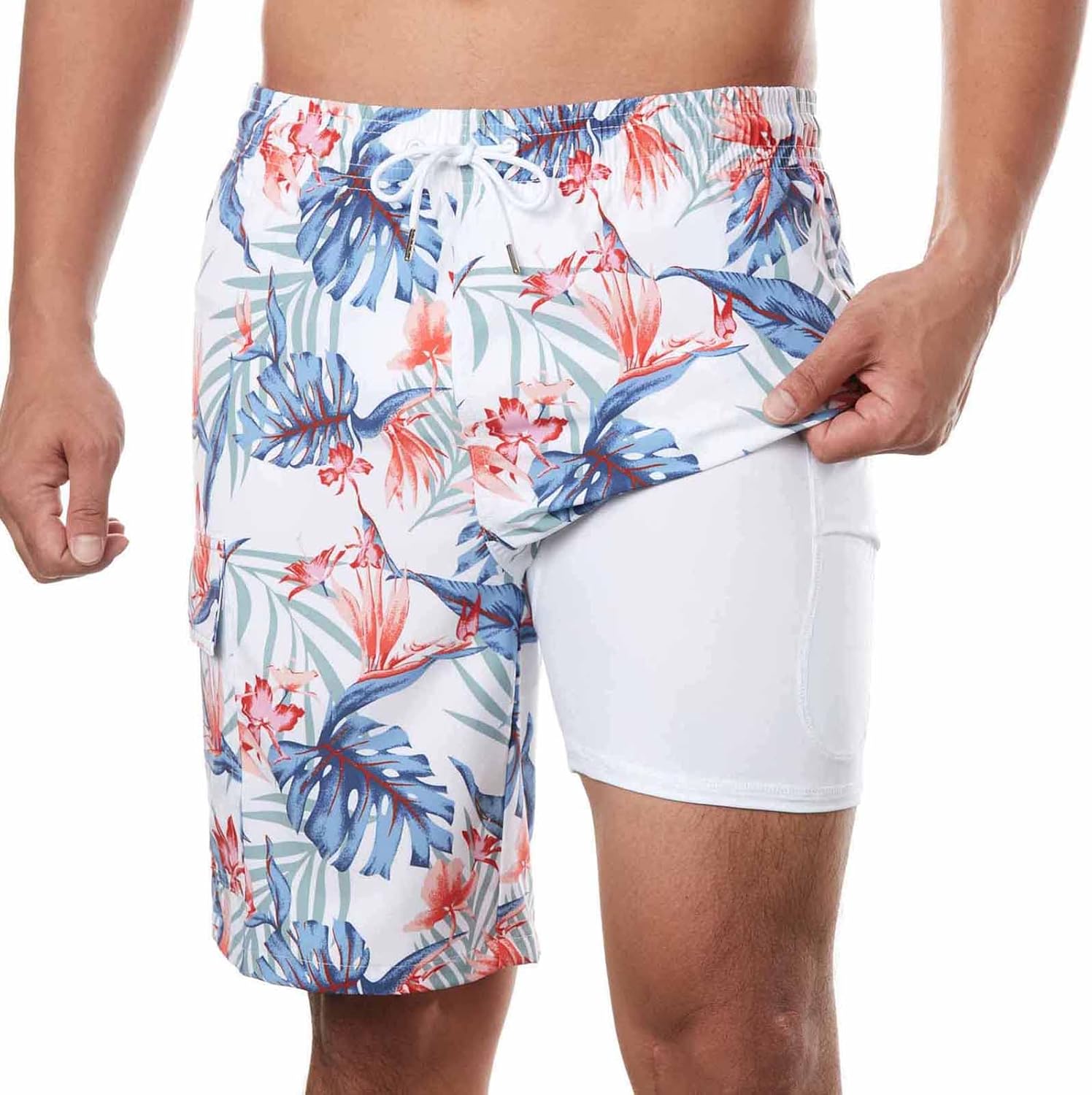 BRISIRA Mens Swim Trunks with Compression Liner for Comfort