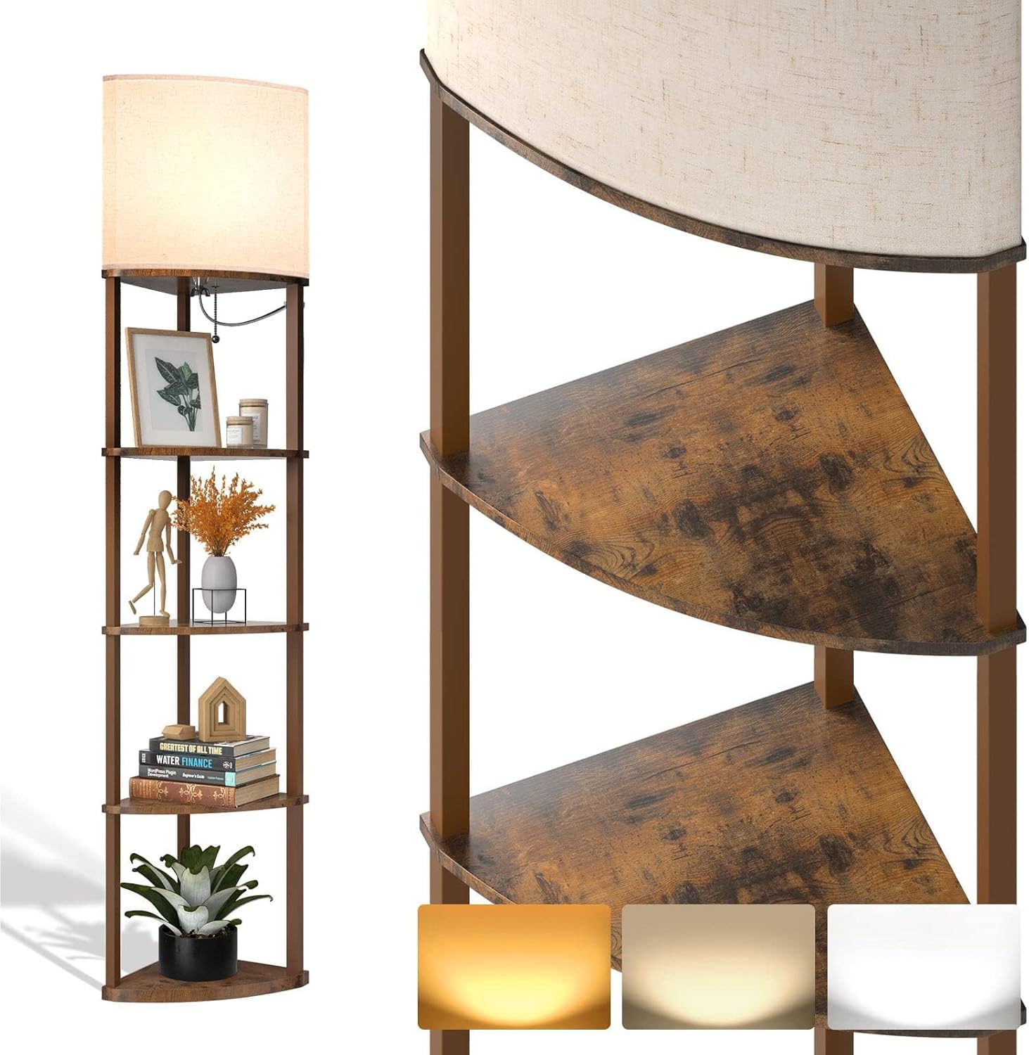 addlon Floor Lamp with Shelves: 5-Tier Adjustable Corner Lamp