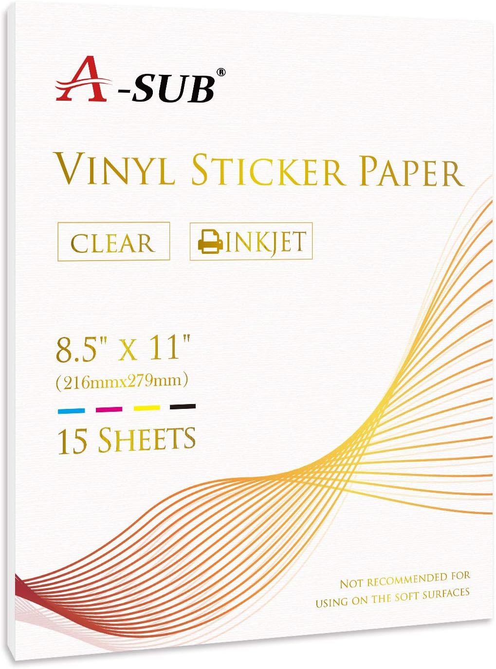 Waterproof Transparent Vinyl Sticker Paper - 15 Sheets 8.5x11