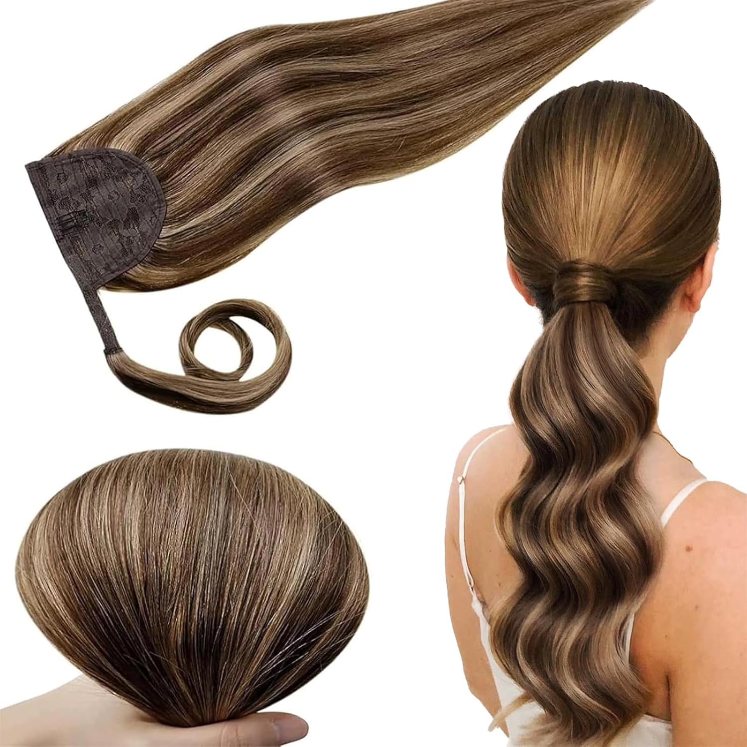 RUNATURE Ponytail Extension Real Human Hair for Stylish Looks