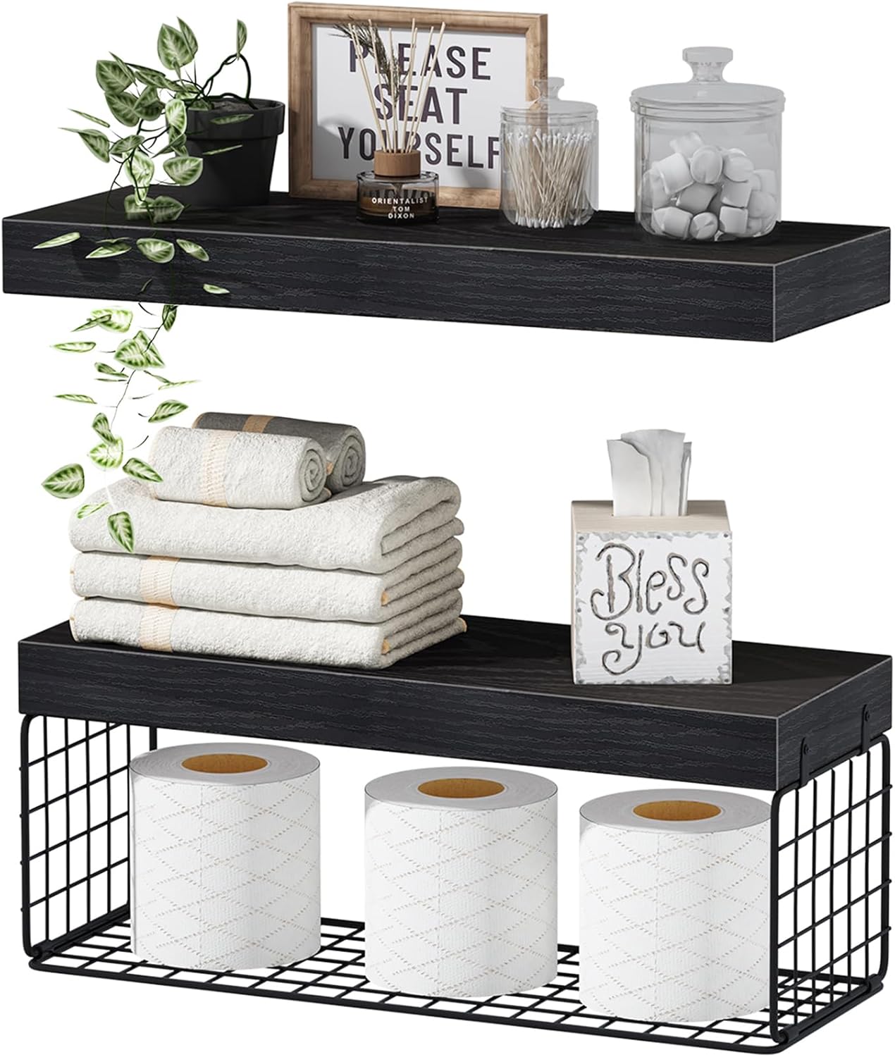 QEEIG Bathroom Shelves Over Toilet - Stylish Floating Storage