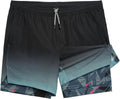 Mens Workout Shorts 2 in 1 Stretch 5ft Gym Shorts with Liner - Secure