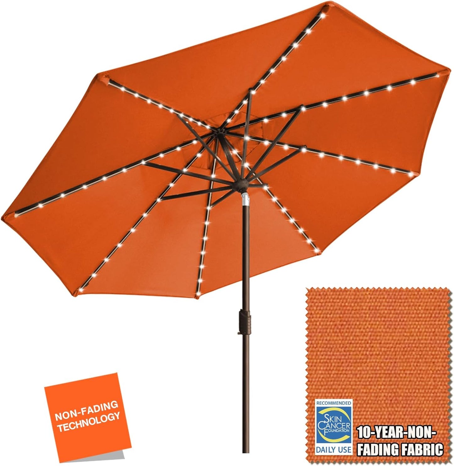 EliteShade 9ft Market Umbrella with LED Lights for Outdoor Use