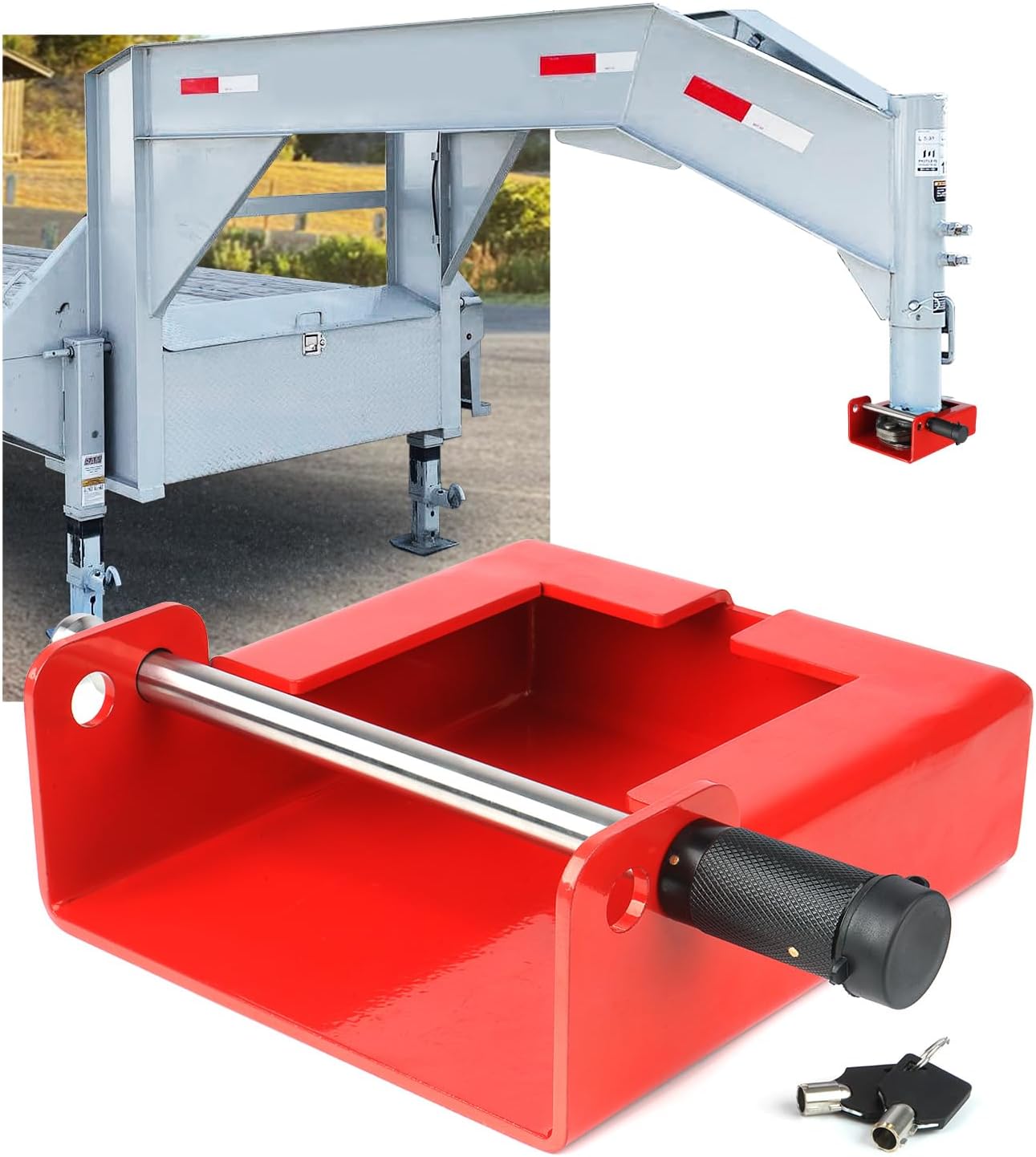 Gooseneck Trailer Lock with Two Lock Positions for Security