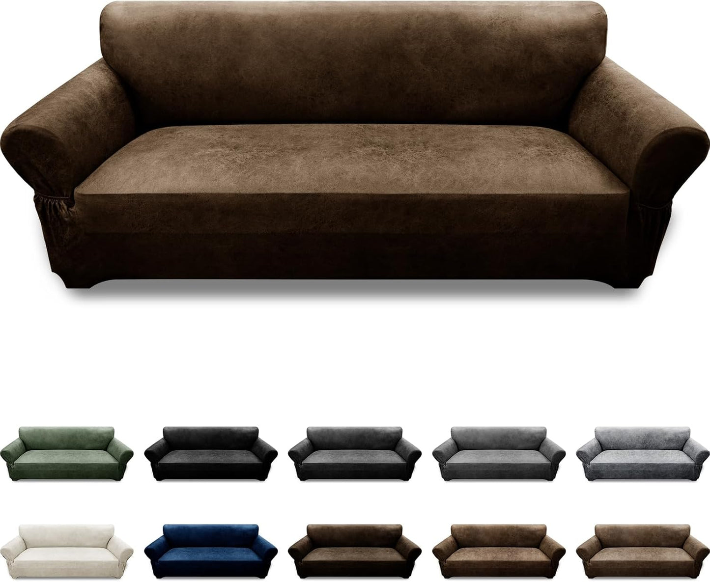 Couch Cover Leather Look 3 Seater Sofa Protector with Pockets