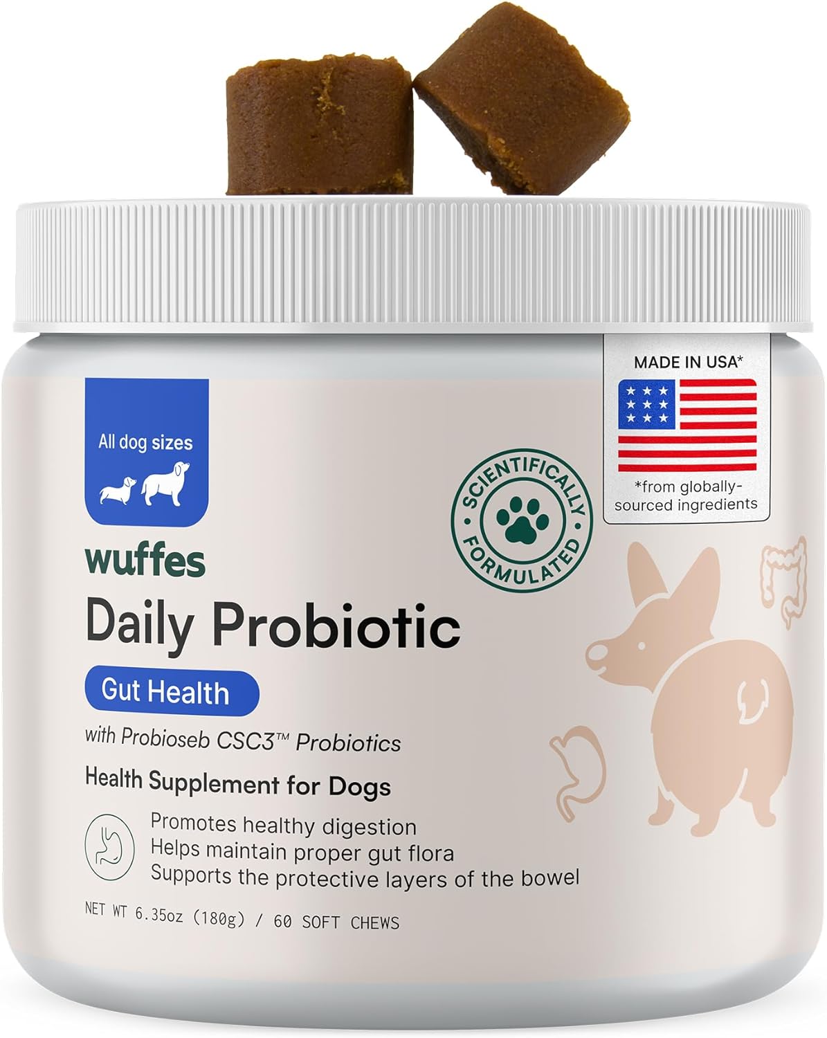 Wuffes Daily Probiotic for Dogs - Supports Digestive Health
