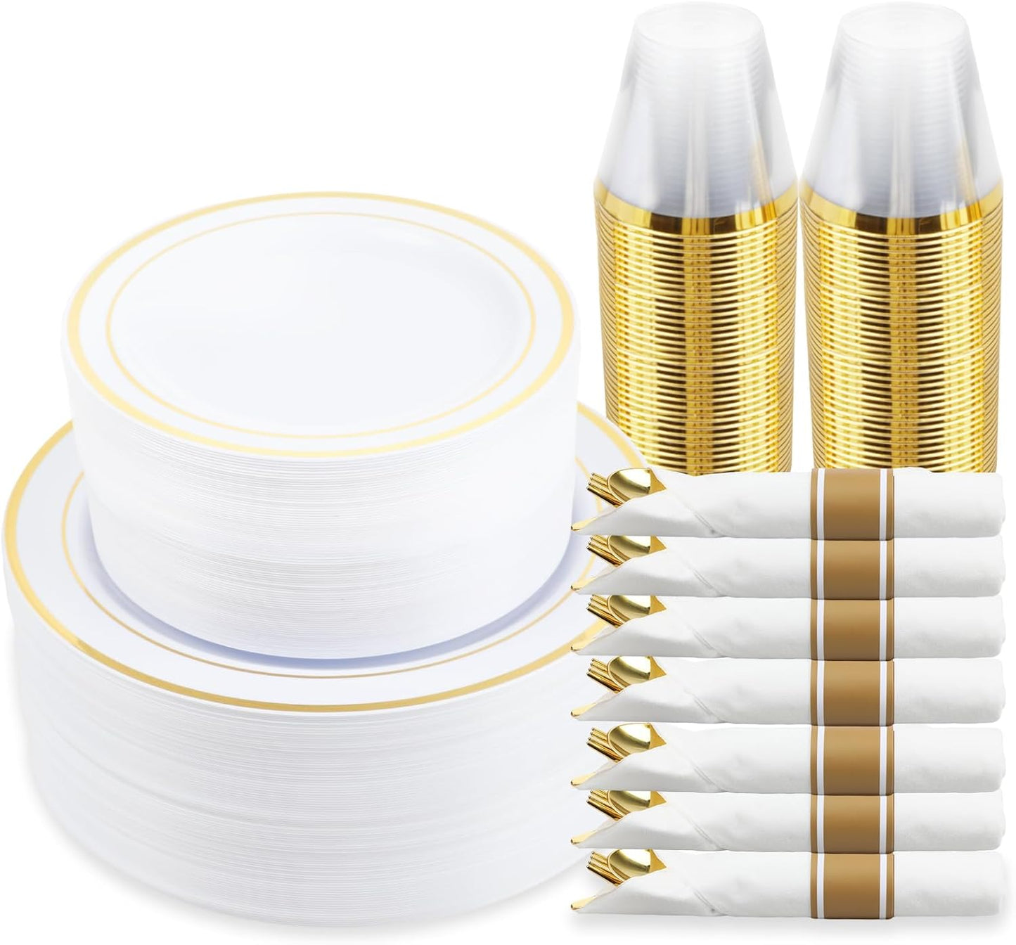 350 Piece Gold Dinnerware Set for Elegant Events and Parties